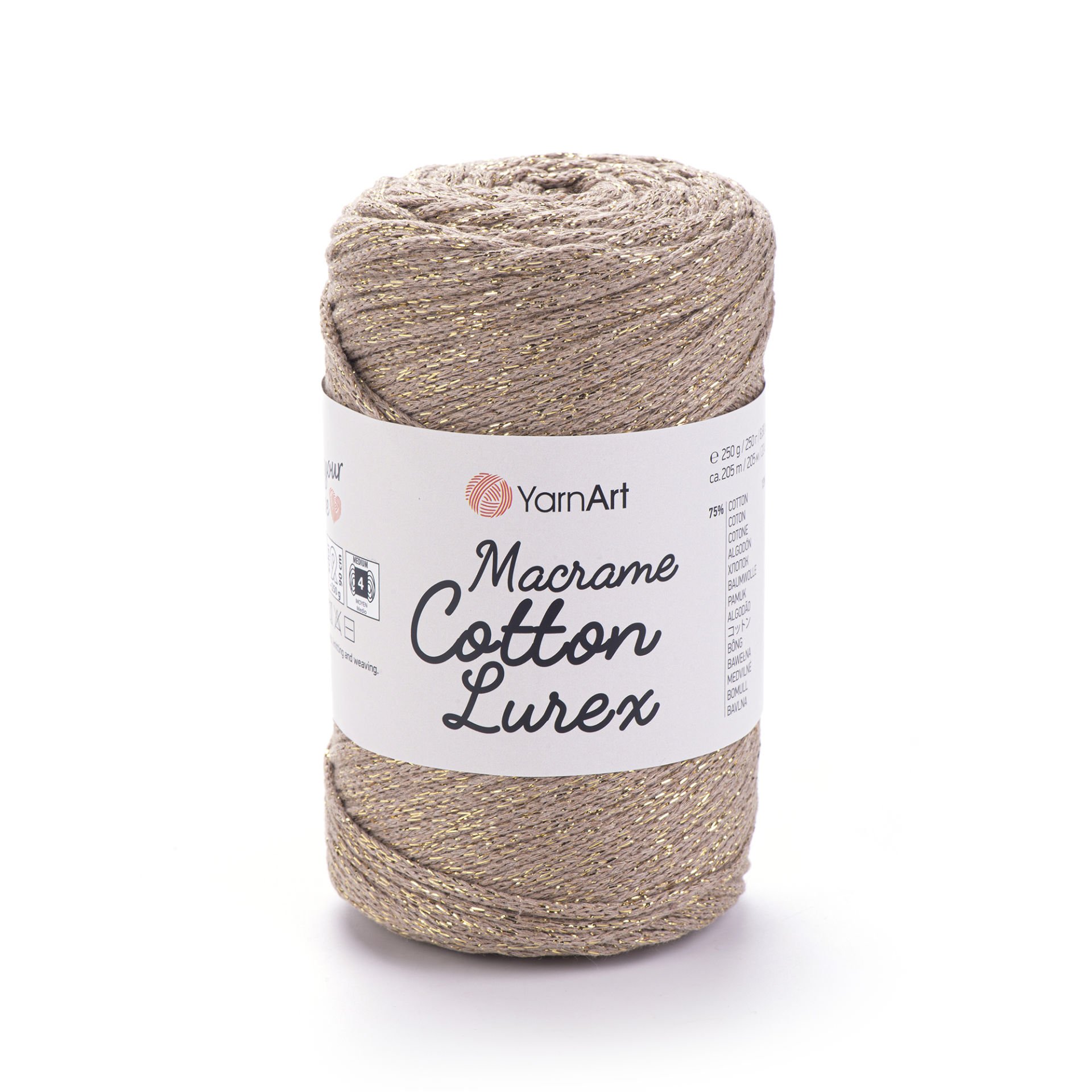 YARNART MACRAME COTTON LUREX - GLITTERY MACRAME CORD BEIGE - 735
