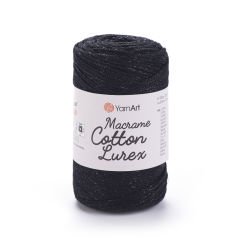 YARNART MACRAME COTTON LUREX - GLITTERY MACRAME CORD BLACK-GLITTERY - 722