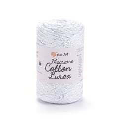 YARNART MACRAME COTTON LUREX - GLITTERY MACRAME CORD WHITE-SILVER GLITTERY - 720