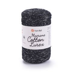YARNART MACRAME COTTON LUREX - GLITTERY MACRAME CORD BLACK - 723