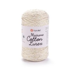 YARNART MACRAME COTTON LUREX - GLITTERY MACRAME CORD CREAM - 724