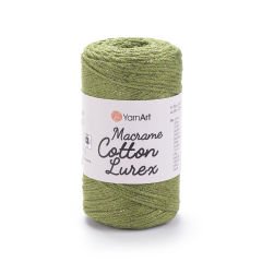 YARNART MACRAME COTTON LUREX - GLITTERY MACRAME CORD OLIVE GREEN - 741