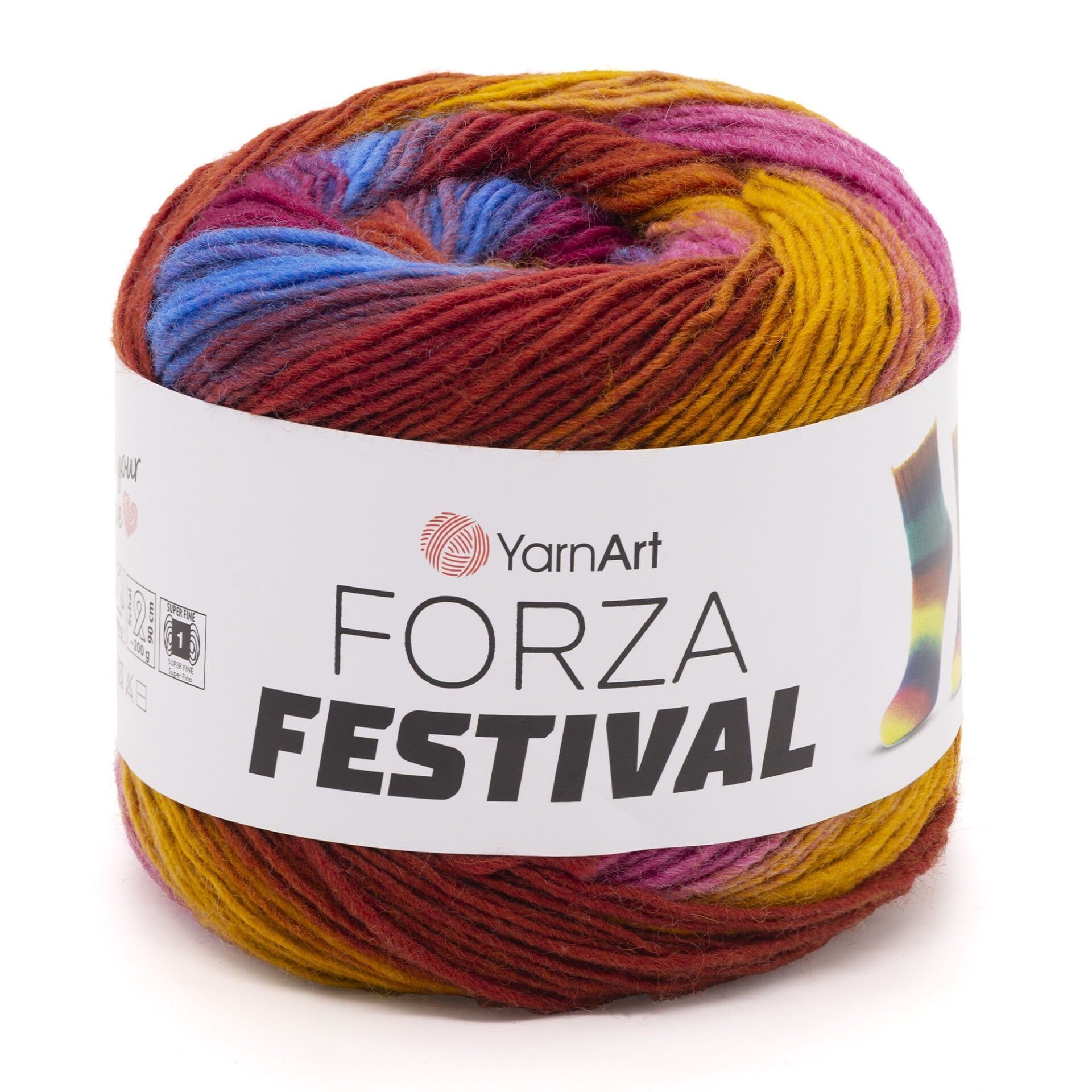 YARNART FORZA FESTIVAL - MULTICOLOR KNITTING YARN VARIEGATED - 2906