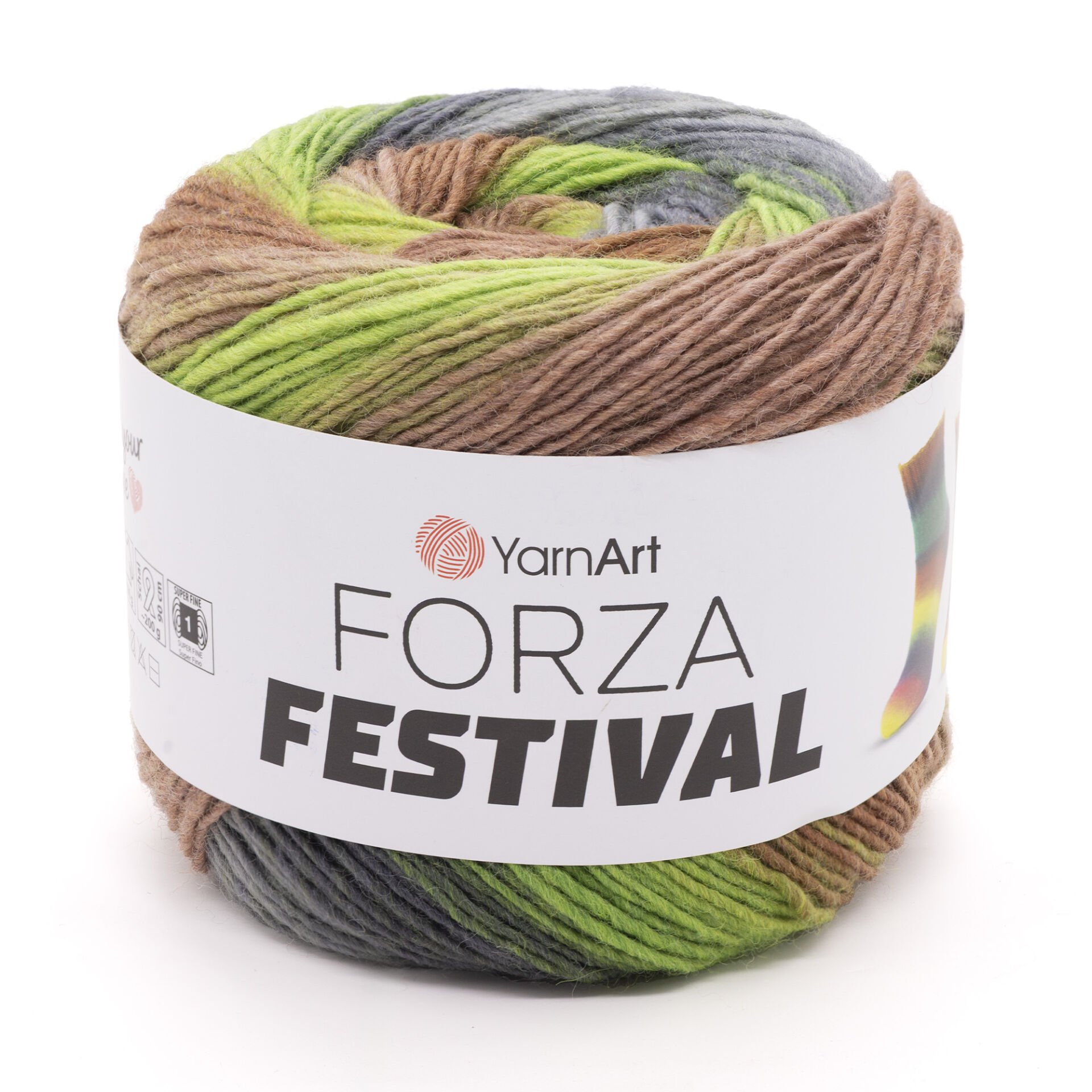 YARNART FORZA FESTIVAL - MULTICOLOR KNITTING YARN VARIEGATED - 2910