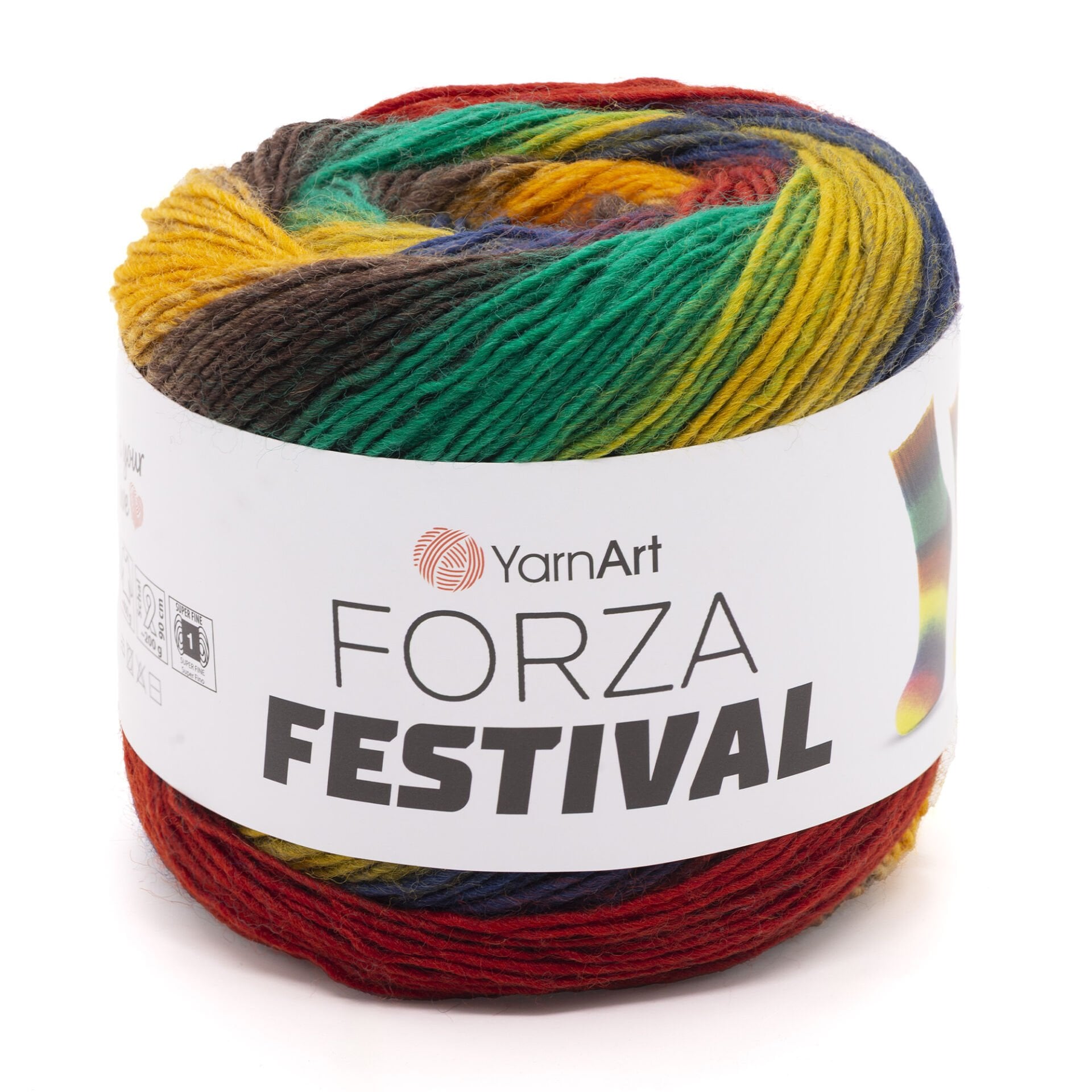 YARNART FORZA FESTIVAL - MULTICOLOR KNITTING YARN VARIEGATED - 2912