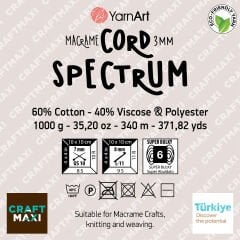 YARNART MACRAME CORD 3MM SPECTRUM - MACRAME CORD