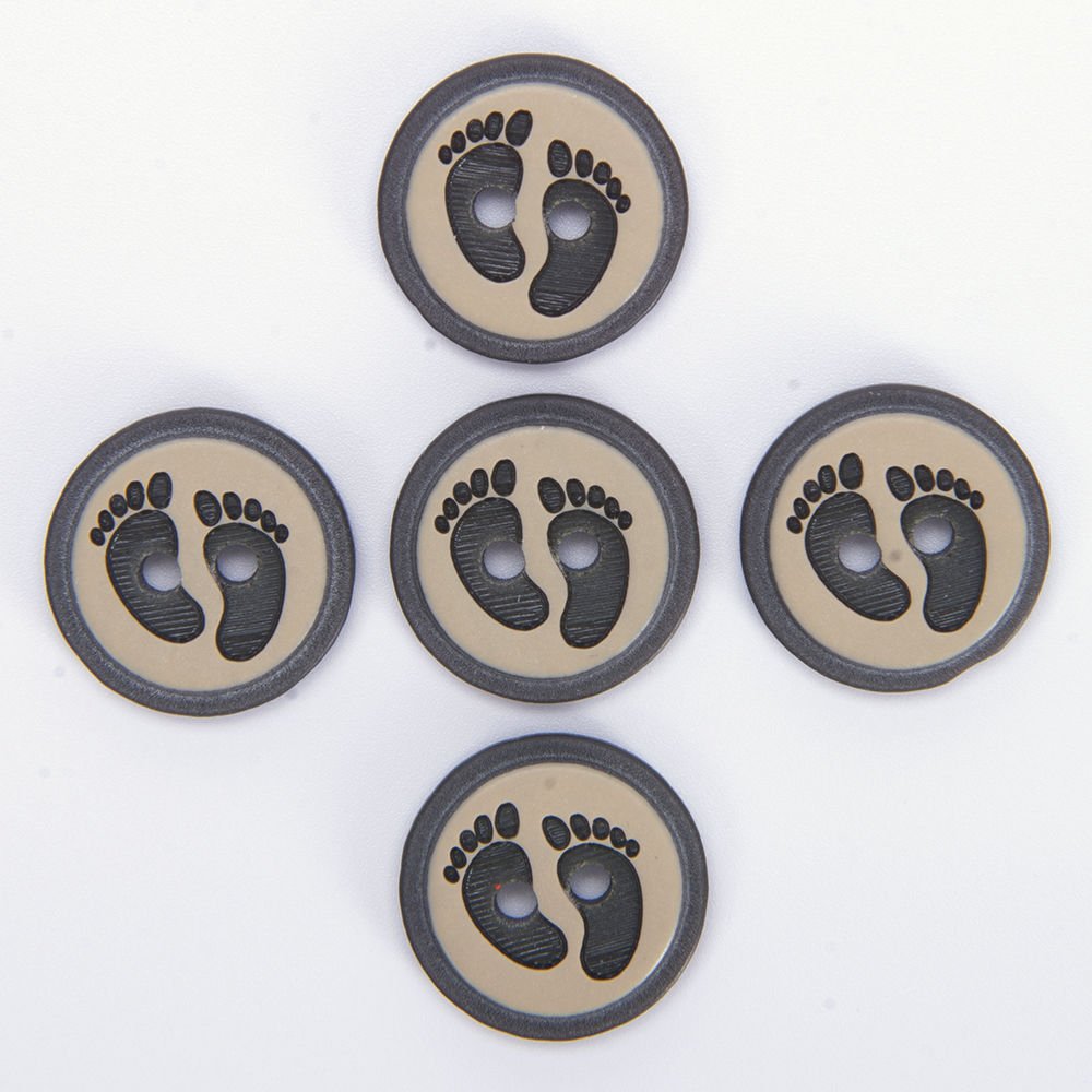 PATTERNED BUTTONS - 14 MM - 5 PCS FOOTPRINT
