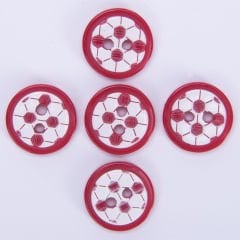 BABY BUTTONS - FOOTBALL - 14 MM - 5 PCS RED-WHITE