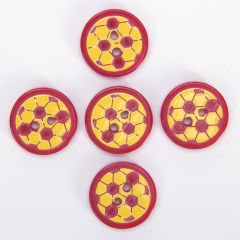 BABY BUTTONS - FOOTBALL - 14 MM - 5 PCS YELLOW-RED