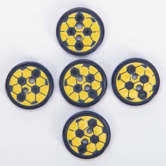 BABY BUTTONS - FOOTBALL - 14 MM - 5 PCS YELLOW-NAVY