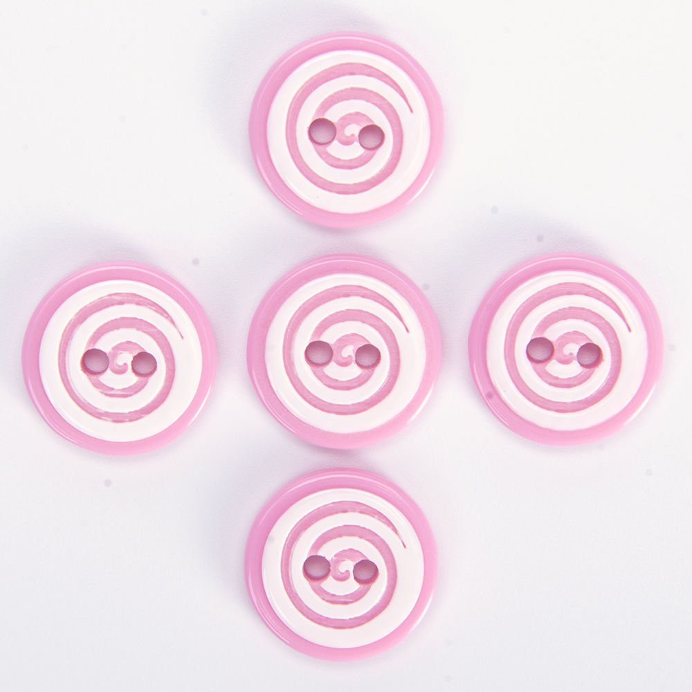 ROUND BABY BUTTONS - 14 MM - 5 PCS PINK