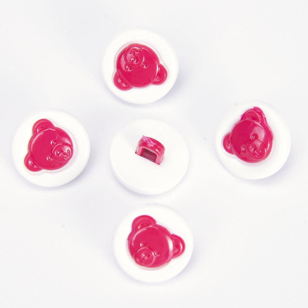 TEDDY BEAR BABY BUTTONS - 14 MM - 5 PCS RED