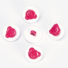 TEDDY BEAR BABY BUTTONS - 14 MM - 5 PCS RED