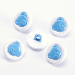 TEDDY BEAR BABY BUTTONS - 14 MM - 5 PCS BLUE