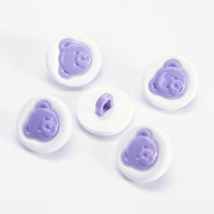 TEDDY BEAR BABY BUTTONS - 14 MM - 5 PCS PURPLE