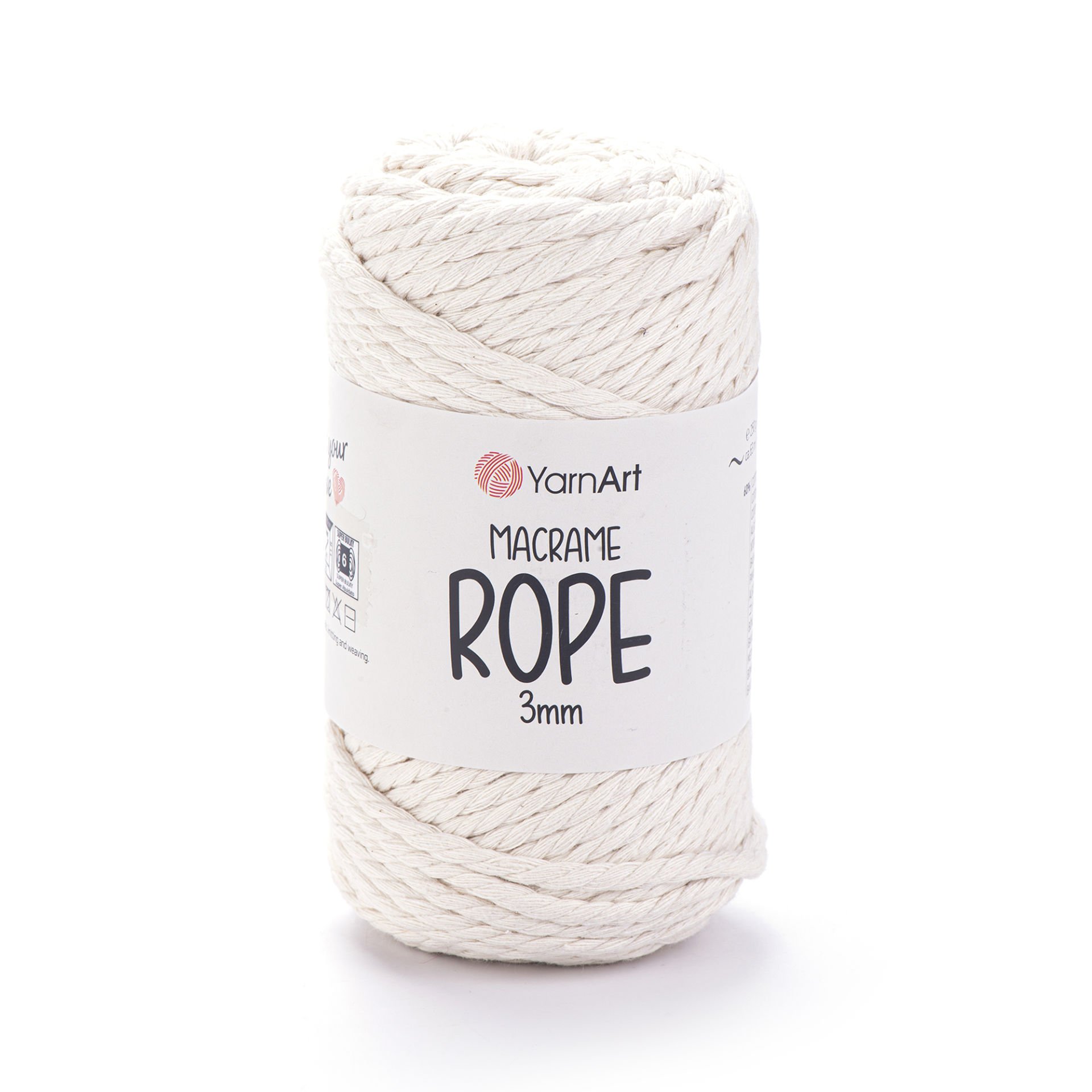 YARNART MACRAME ROPE 3 MM - MACRAME CORD OFF-WHITE - 752