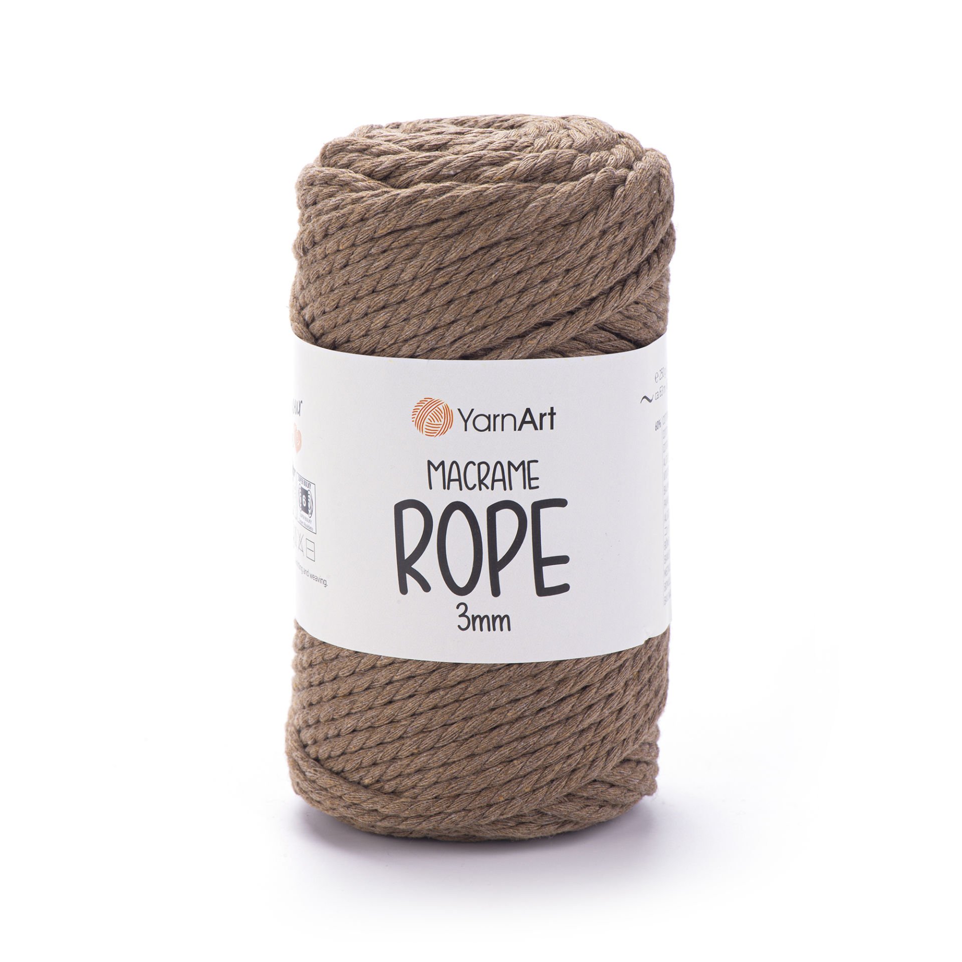 YARNART MACRAME ROPE 3 MM - MACRAME CORD TAUPE - 788