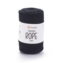 YARNART MACRAME ROPE 3 MM - MACRAME CORD BLACK - 750