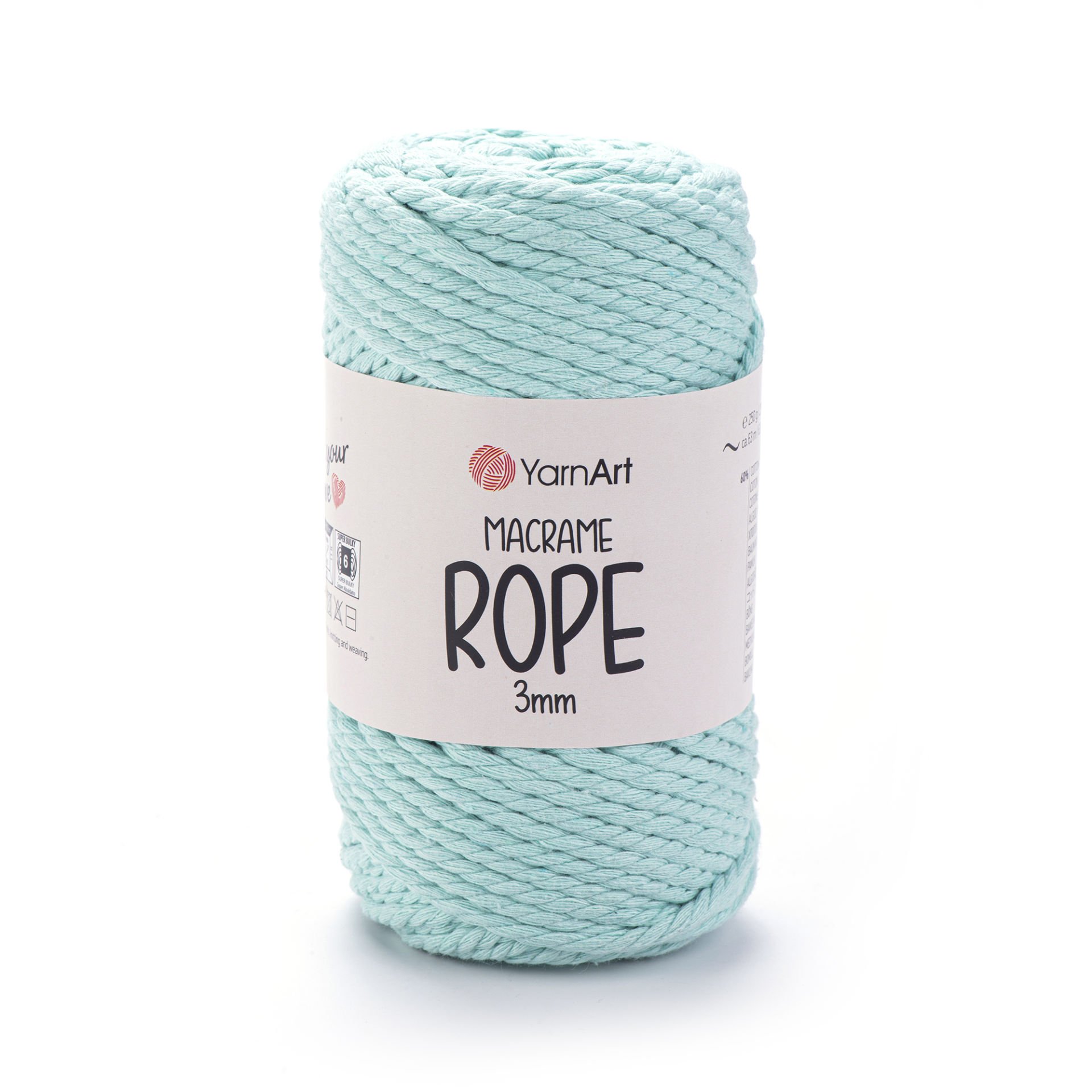 YARNART MACRAME ROPE 3 MM - MACRAME CORD LIGHT BLUE - 775