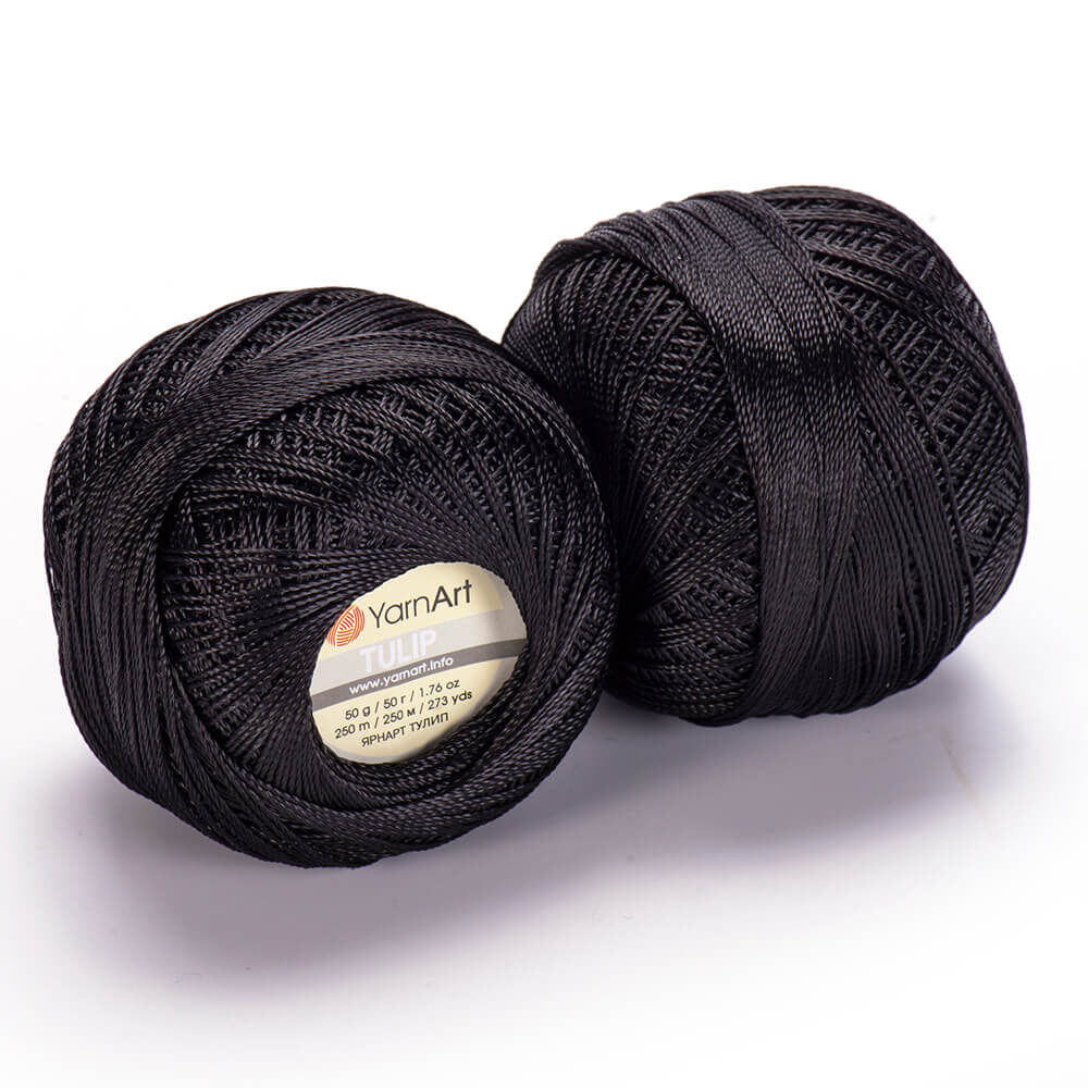 YARNART TULIP - SPARKLY LACE YARN BLACK - 400