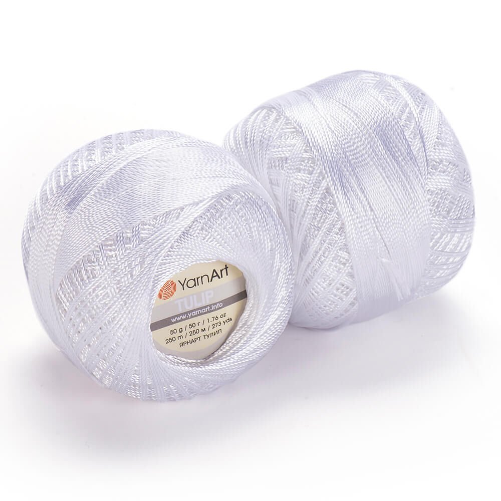 YARNART TULIP - SPARKLY LACE YARN WHITE - 401