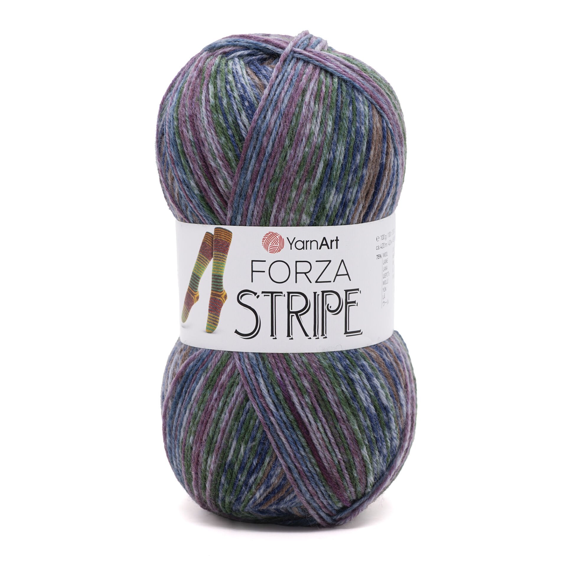 YARNART FORZA STRIPE - MULTICOLOR KNITTING YARN VARIEGATED - 2801