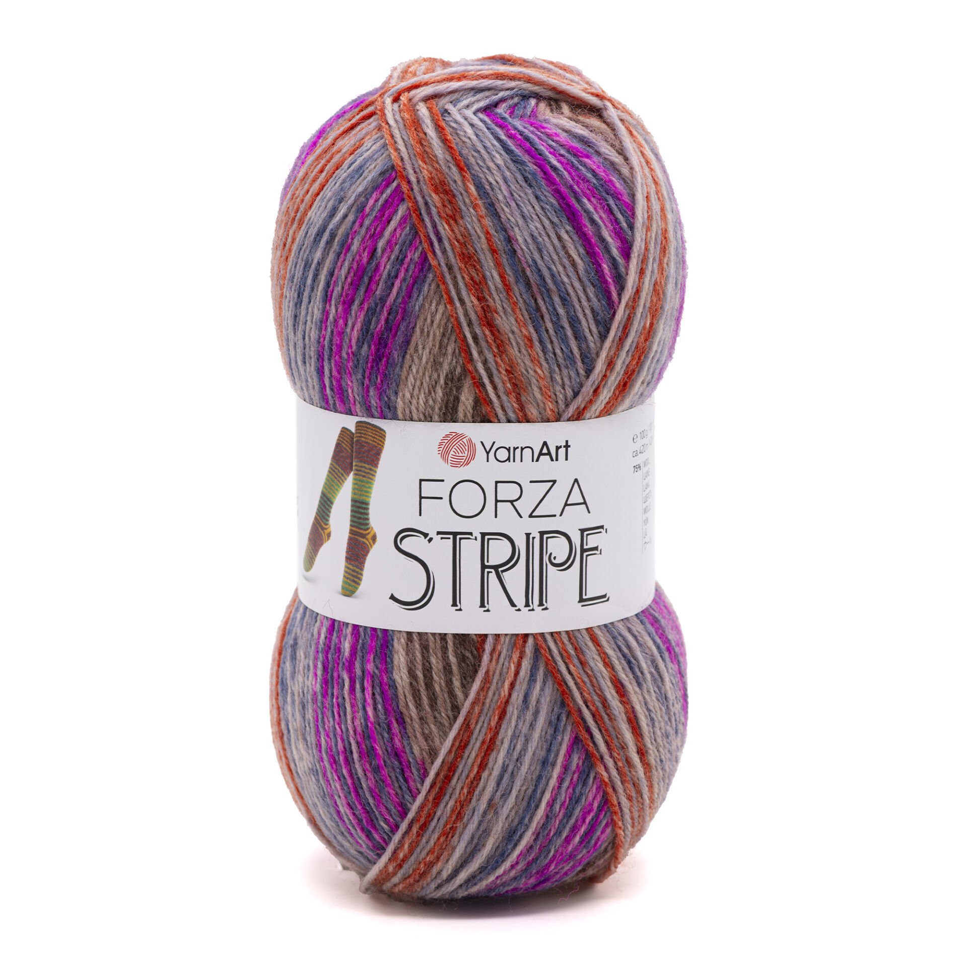 YARNART FORZA STRIPE - MULTICOLOR KNITTING YARN VARIEGATED - 2802