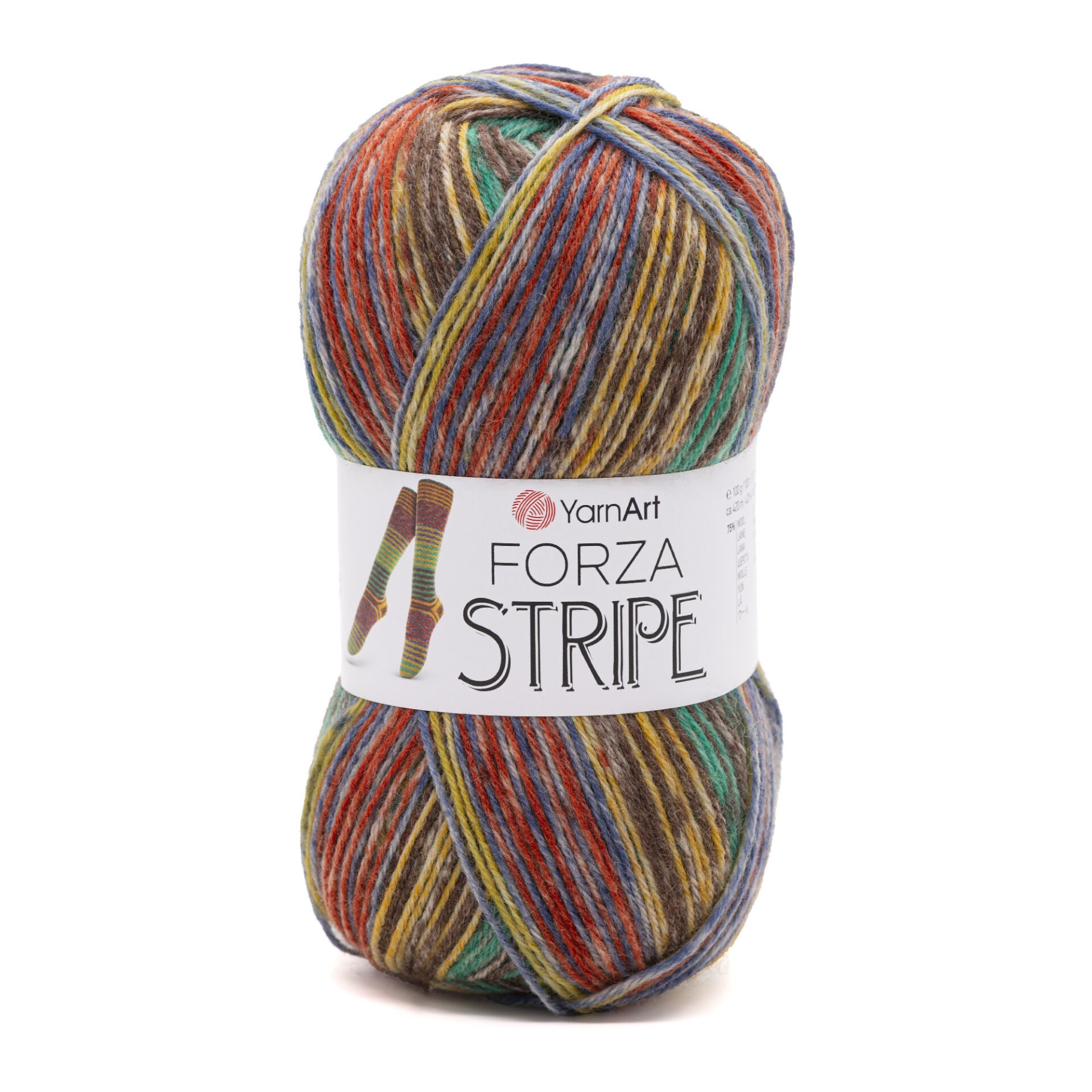 YARNART FORZA STRIPE - MULTICOLOR KNITTING YARN VARIEGATED - 2803