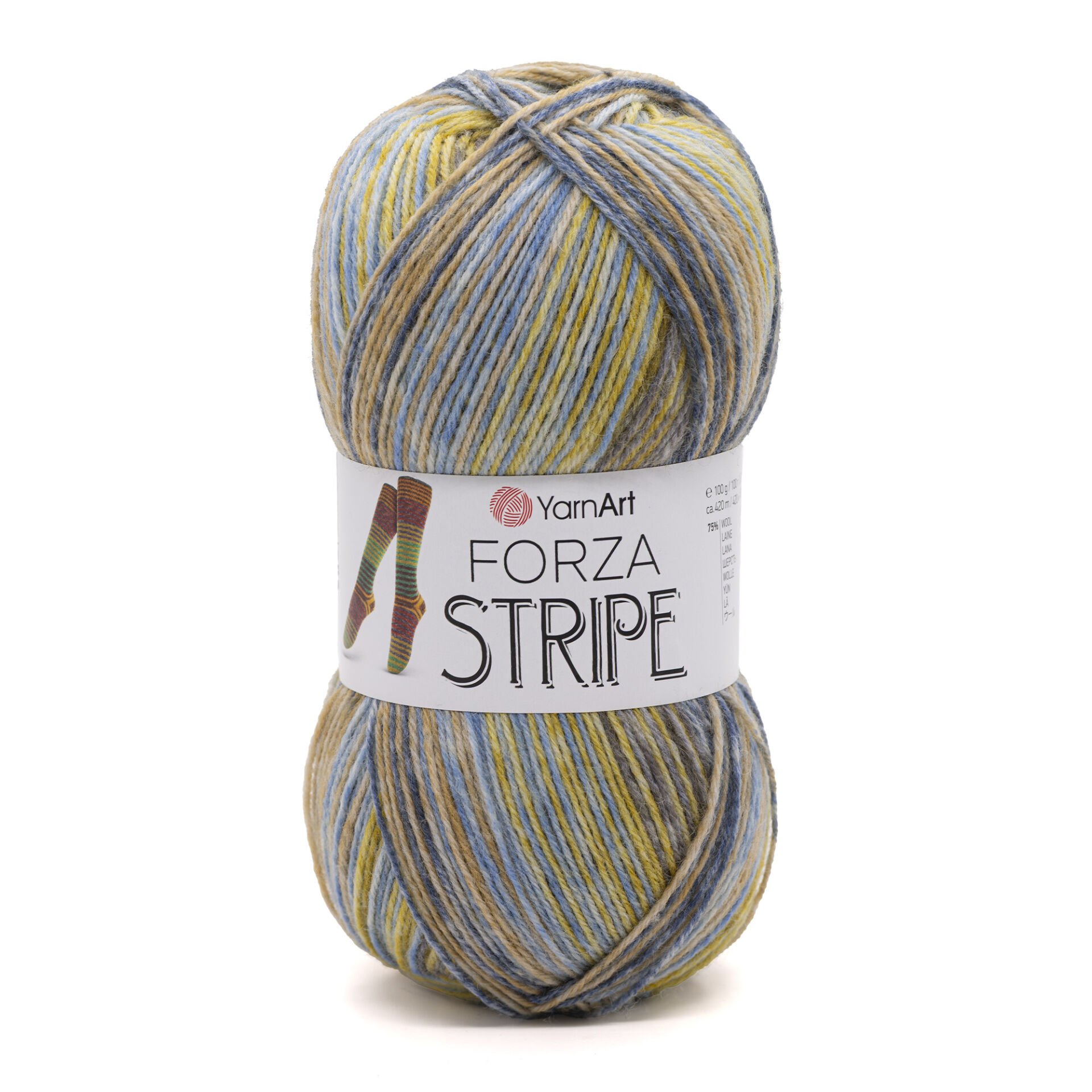 YARNART FORZA STRIPE - MULTICOLOR KNITTING YARN VARIEGATED - 2807