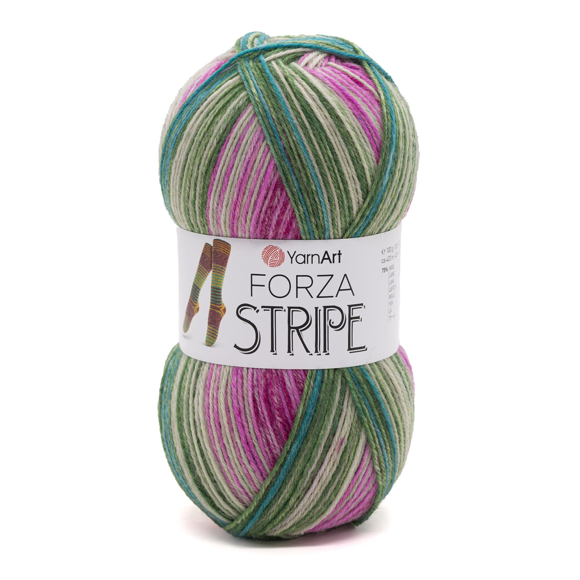 YARNART FORZA STRIPE - MULTICOLOR KNITTING YARN VARIEGATED - 2808