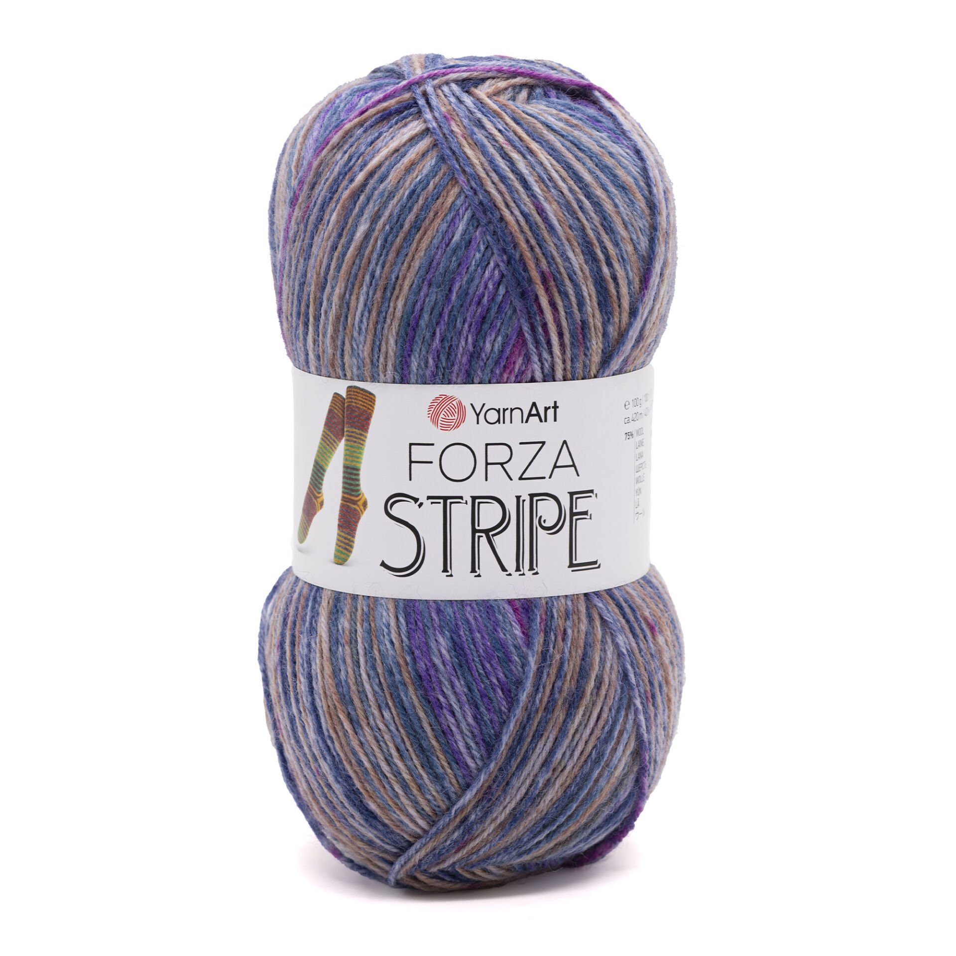 YARNART FORZA STRIPE - MULTICOLOR KNITTING YARN VARIEGATED - 2809