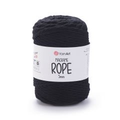 YARNART MACRAME ROPE 5 MM - MACRAME CORD BLACK - 750