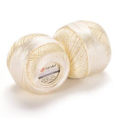 YARNART TULIP - SPARKLY LACE YARN LIGHT CREAM - 437