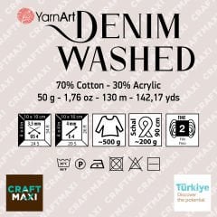 YARNART DENIM WASHED - MELANGE KNITTING YARN GREEN - 909