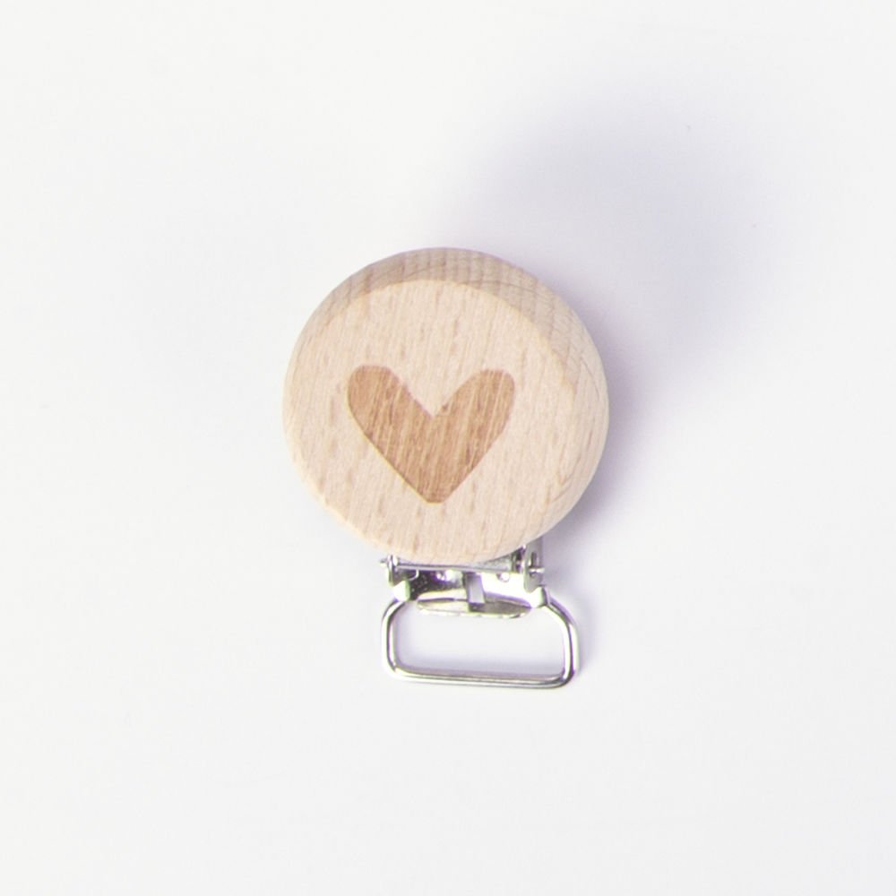 WOODEN PACIFIER CLIP HEART