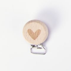 WOODEN PACIFIER CLIP HEART