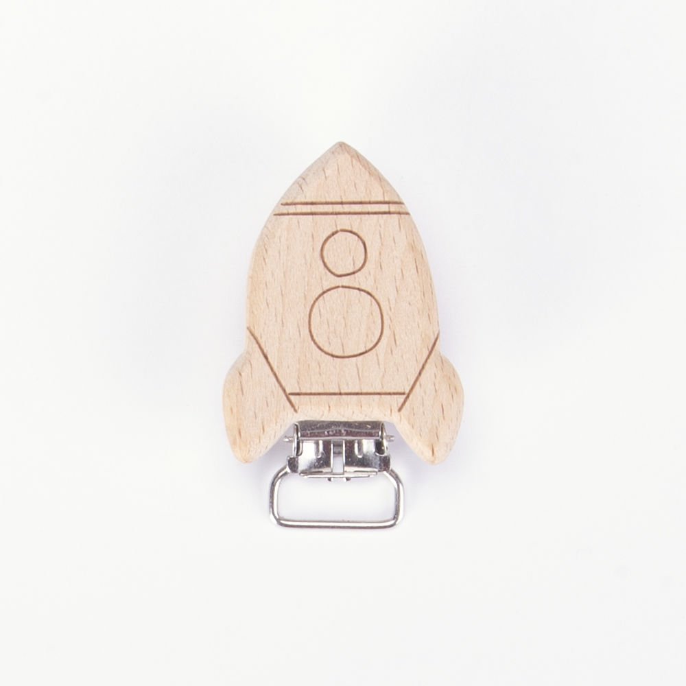 WOODEN PACIFIER CLIP ROCKET