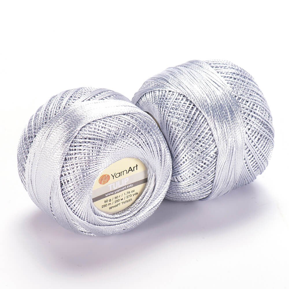 YARNART TULIP - SPARKLY LACE YARN LIGHT GREY - 475
