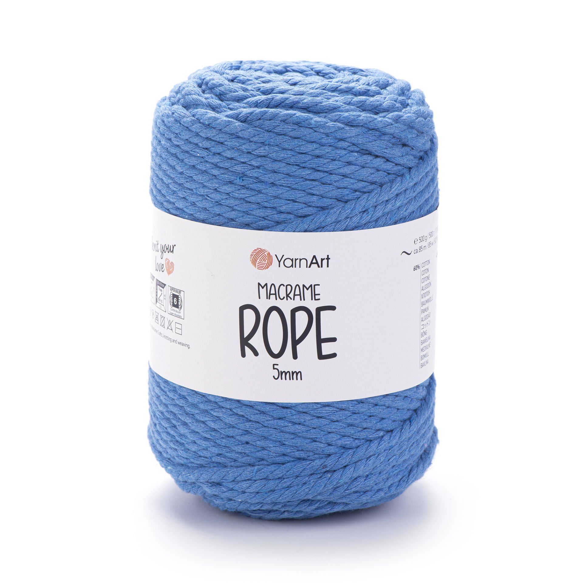 YARNART MACRAME ROPE 5 MM - MACRAME CORD DARK BLUE - 786