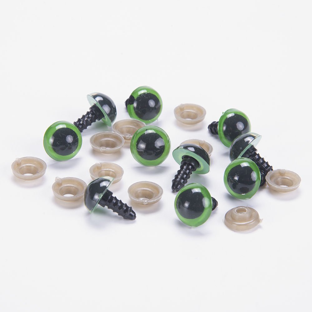 AMIGURUMI GREEN EYES - 5 PAIRS 14 MM