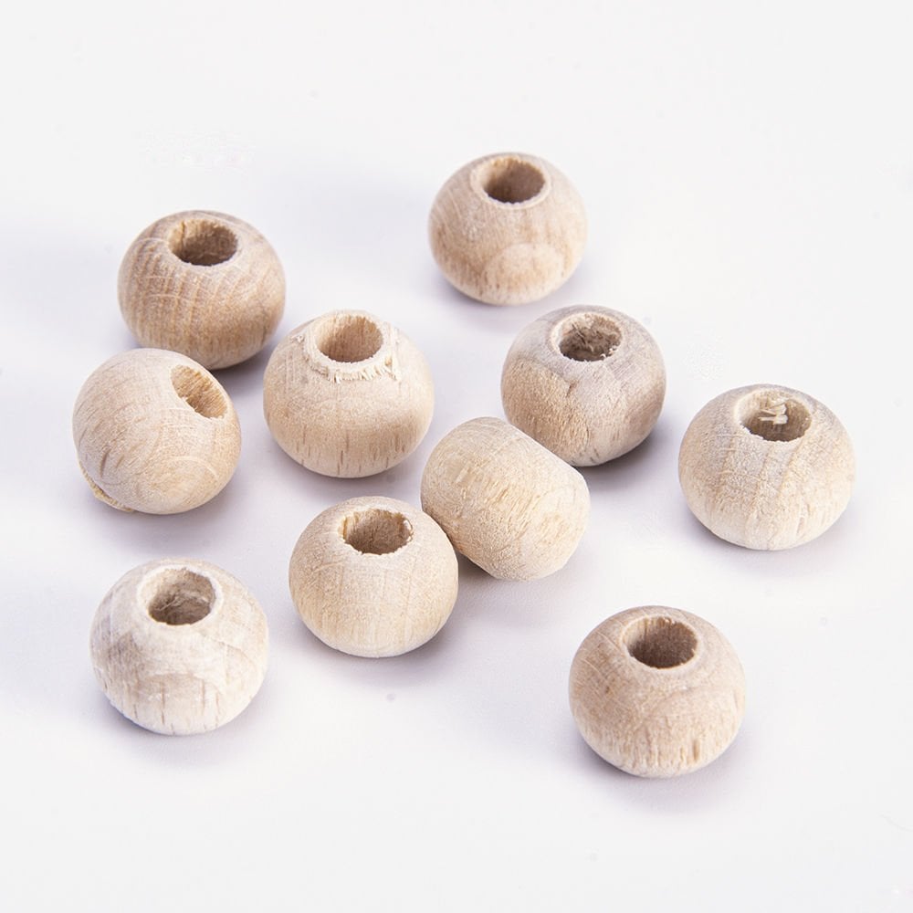 NATURAL WOODEN BEADS - 10 PCS