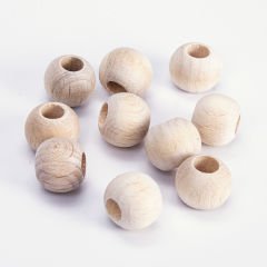 NATURAL WOODEN BEADS - 10 PCS 15 MM - 10 PIECES