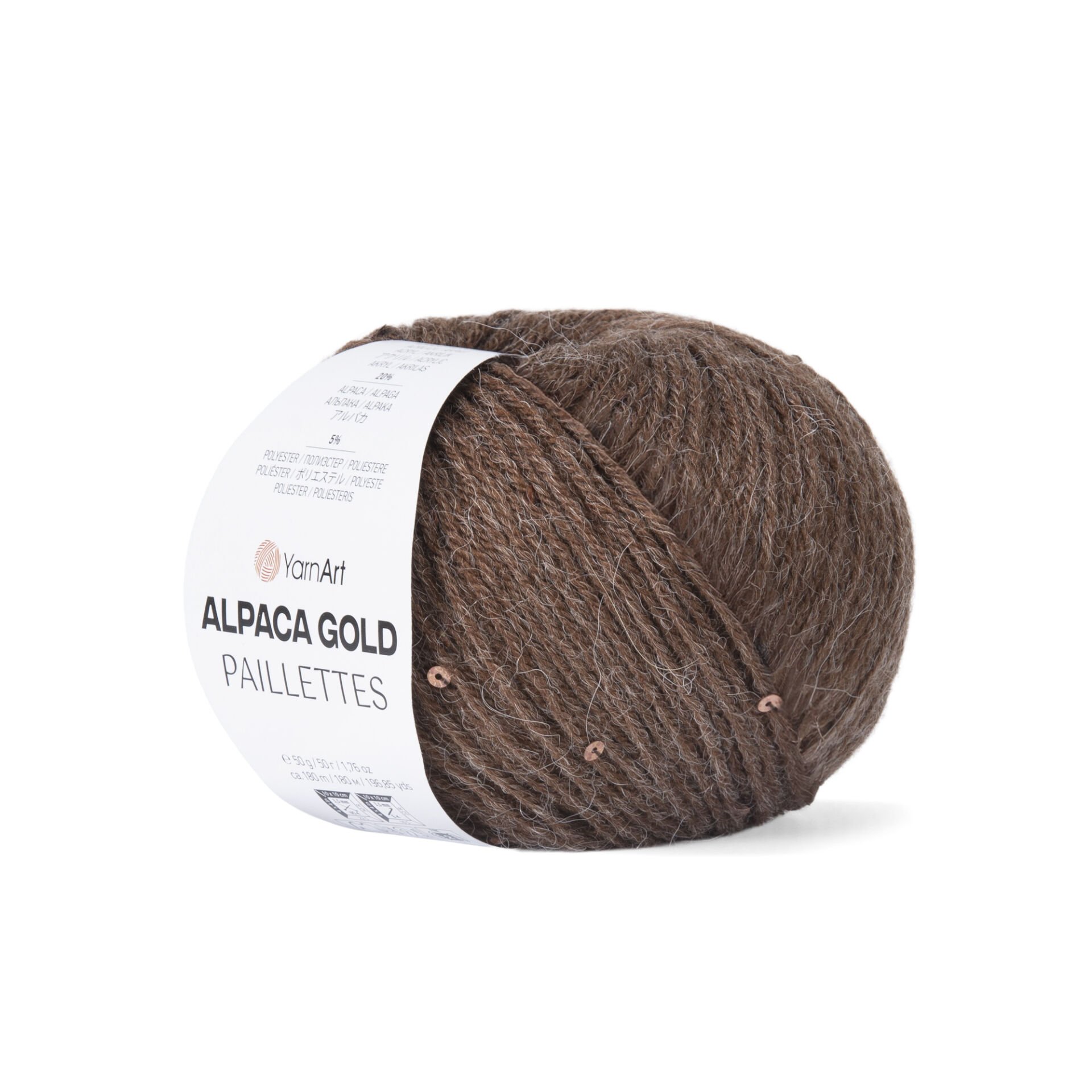 YARNART ALPACA GOLD PAILLETTES - KNITTING YARN BROWN - 9315