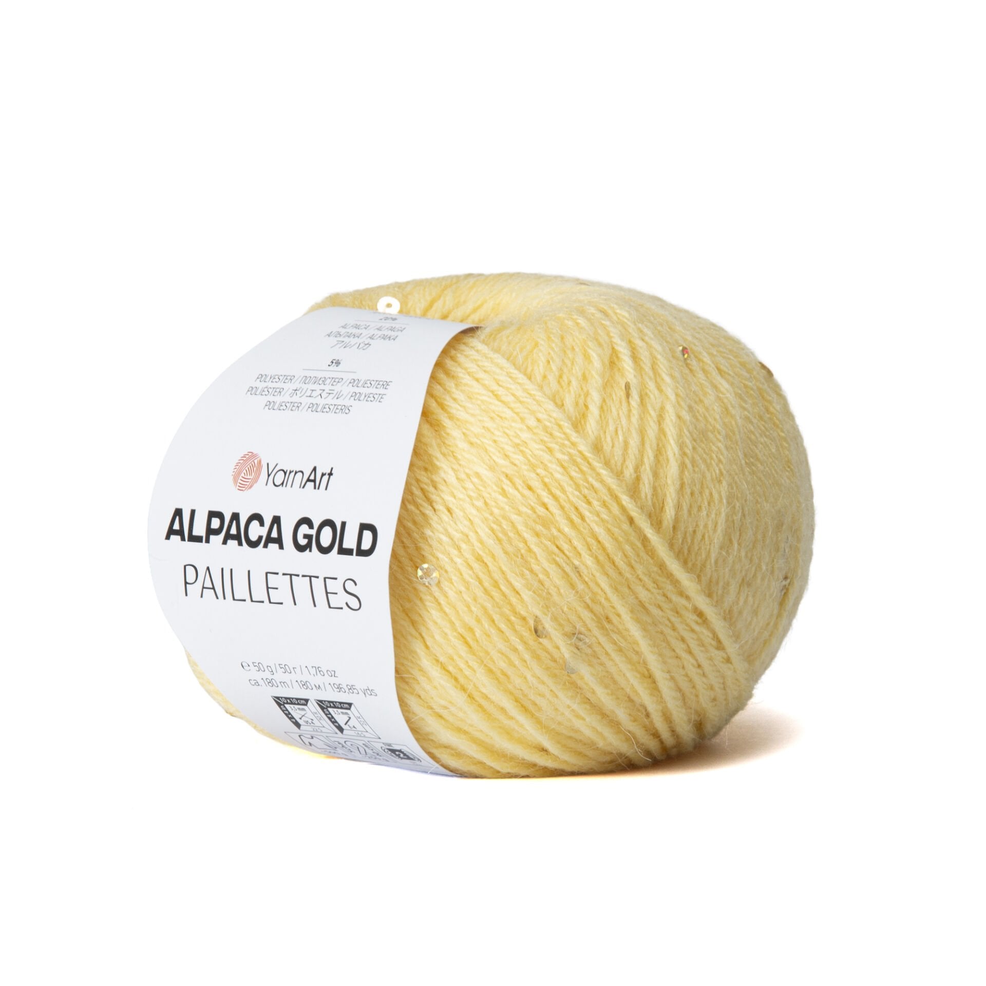 YARNART ALPACA GOLD PAILLETTES - KNITTING YARN YELLOW - 9318