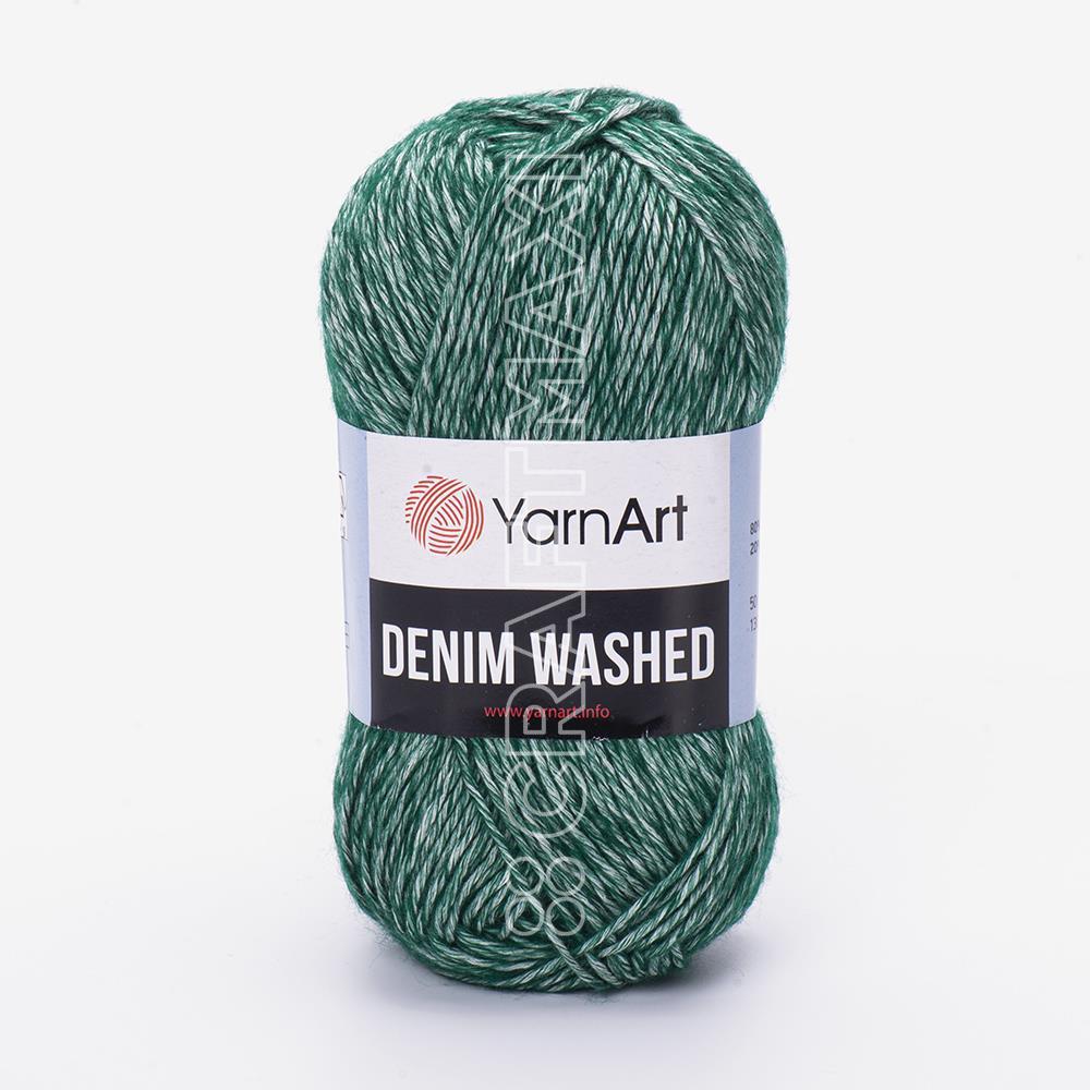 YARNART DENIM WASHED - MELANGE KNITTING YARN DARK GREEN - 924