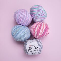 YARNART JEANS SOFT COLORS - MULTICOLOR KNITTING YARN
