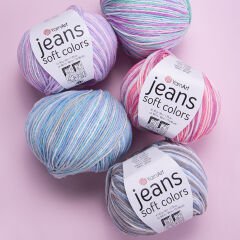 YARNART JEANS SOFT COLORS - MULTICOLOR KNITTING YARN