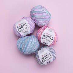 YARNART JEANS SOFT COLORS - MULTICOLOR KNITTING YARN