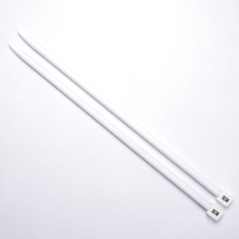 WHITE KNITTING NEEDLE 35 CM 10 MM