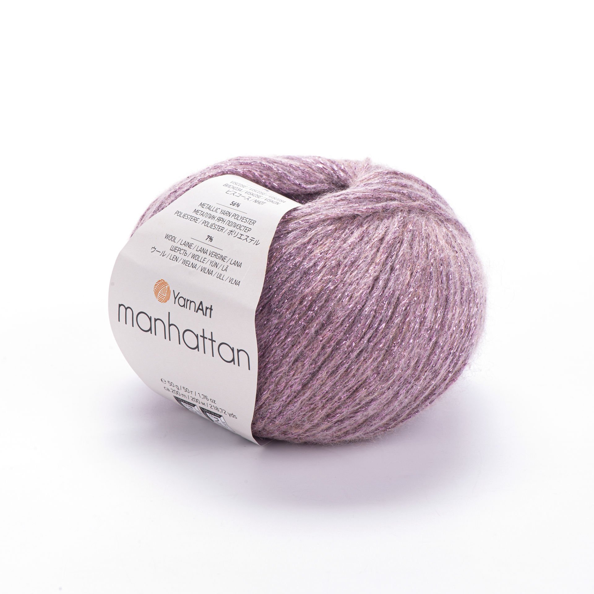 YARNART MANHATTAN - GLITTERY KNITTING YARN POWDER PINK - 909
